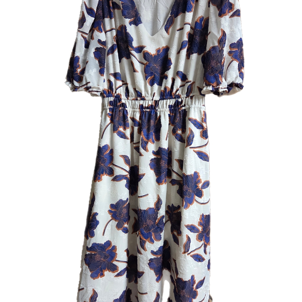 Draper James White and Blue Floral Midi Dress